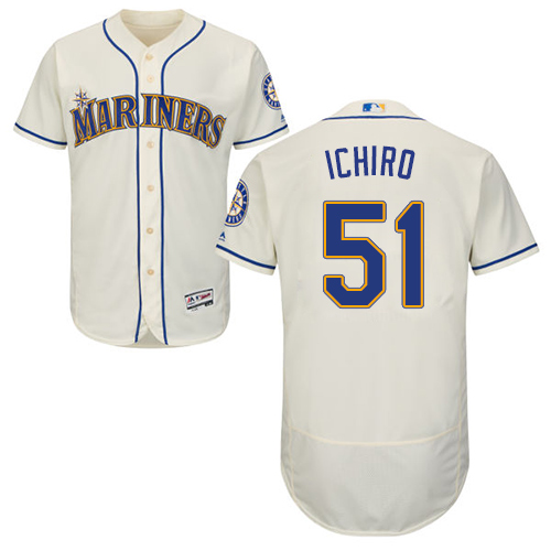 Seattle Mariners #51 Ichiro Suzuki Cream Flexbase Authentic Collection Stitched Jersey Men's