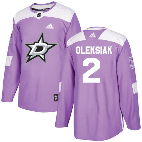 Adidas Dallas Stars #2 Jamie Oleksiak Purple Authentic Fights Cancer Youth Stitched Jersey Youth