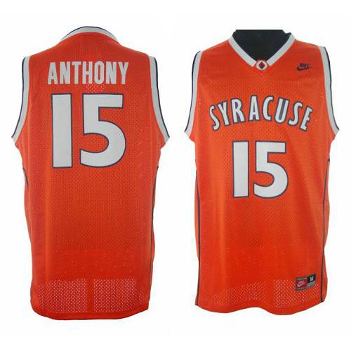 New York Knicks #15 Carmelo Anthony Orange Syracuse College Stitched Jersey Mens