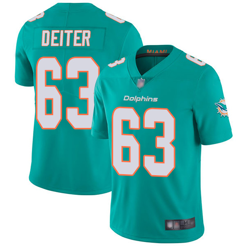 Miami Dolphins #63 Michael Deiter Aqua Green Team Color Men's Stitched Vapor Untouchable Limited Jersey Men's