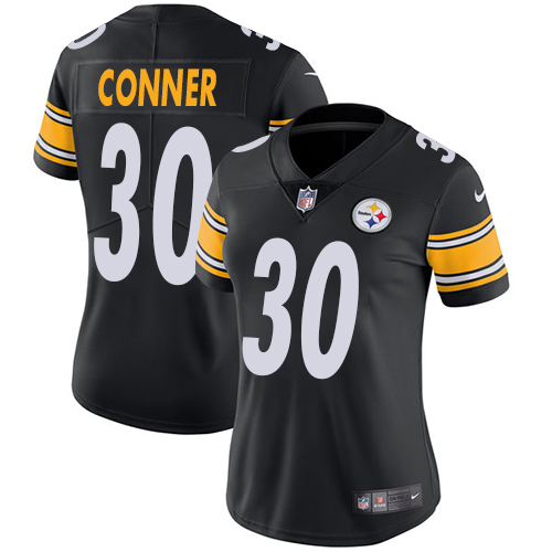 Pittsburgh Steelers #30 James Conner Black Team Color Women's Stitched Vapor Untouchable Limited Jersey Womens