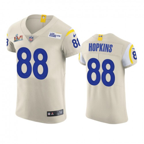 Los Angeles Los Angeles Rams #88 Brycen Hopkins Men's Super Bowl LVI Patch Vapor Elite Player Jersey - Bone Men's