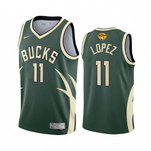 Milwaukee Milwaukee Bucks #11 Brook Lopez Mens 2021 Finals Bound Swingman Earned Edition Jersey Green Mens