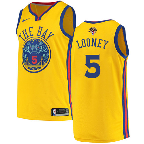 Golden State Warriors #5 Kevon Looney Gold Womens 2022 Finals Swingman City Edition Jersey Womens