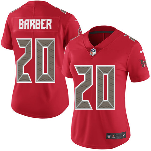 Tampa Bay Buccaneers #20 Ronde Barber Red Women's Stitched Limited Rush Jersey Womens