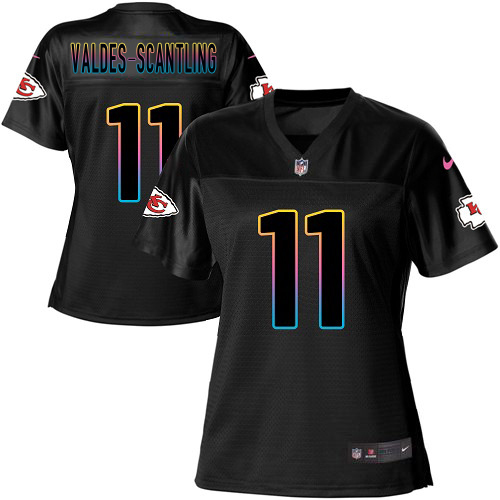 Chiefs #11 Marquez Valdes-Scantling Black Women's Fashion Game Jersey