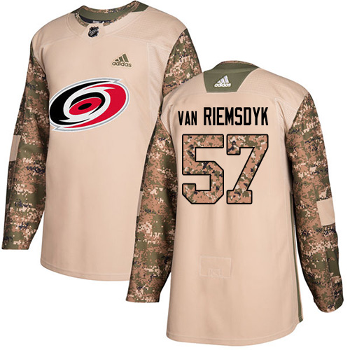 Adidas Carolina Hurricanes #57 Trevor Van Riemsdyk Camo Authentic 2017 Veterans Day Stitched Jersey Men's