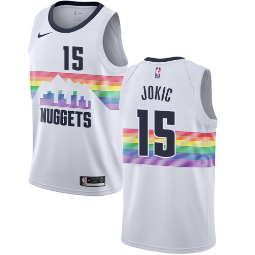 Denver Nuggets #15 Nikola Jokic White Swingman City Edition 2018/19 Jersey Mens