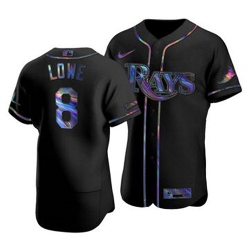 Tampa Bay Tampa Bay Rays #8 Brandon Lowe Men's Iridescent Holographic Collection Jersey - Black Men's