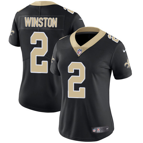 New Orleans Saints #2 Jameis Winston Black Team Color Women's Stitched Vapor Untouchable Limited Jersey Womens