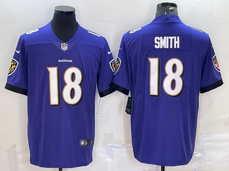 Men's Youth Women Baltimore Ravens #18 Roquan Smith Purple 2022 Vapor Untouchable Stitched Limited Jersey