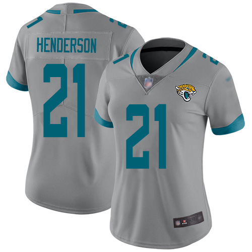 Jacksonville Jaguars #21 C.J. Henderson Silver Women's Stitched Limited Inverted Legend Jersey Womens