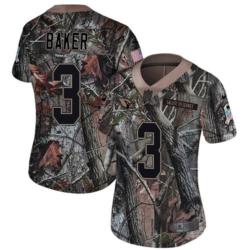 Cardinals #3 Budda Baker Camo Women's Stitched Limited Rush Realtree Jersey