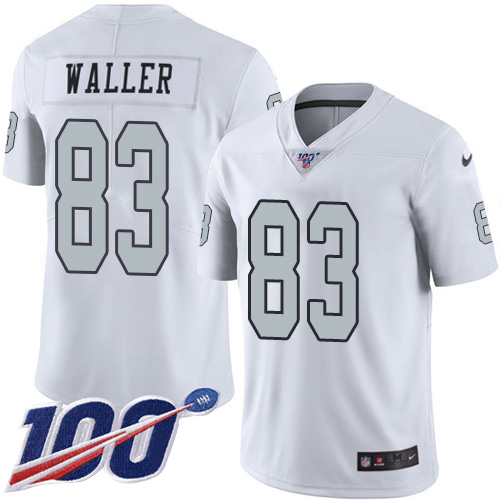 Raiders #83 Darren Waller White Youth Stitched Limited Rush 100th Season Jersey