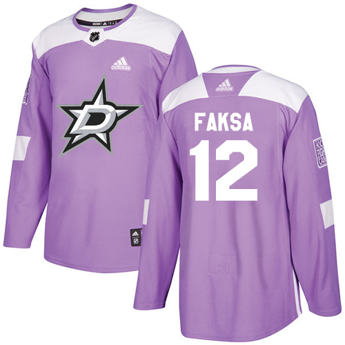 Adidas Dallas Stars #12 Radek Faksa Purple Authentic Fights Cancer Stitched Jersey Men's