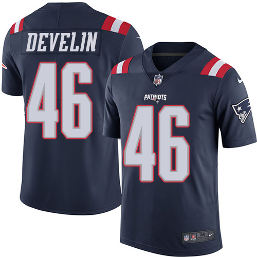 New England Patriots #46 James Develin Navy Blue Youth Stitched Limited Rush Jersey Youth
