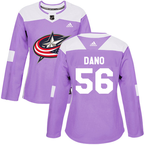 Adidas Columbus Blue Jackets #56 Marko Dano Purple Authentic Fights Cancer Women's Stitched Jersey Womens