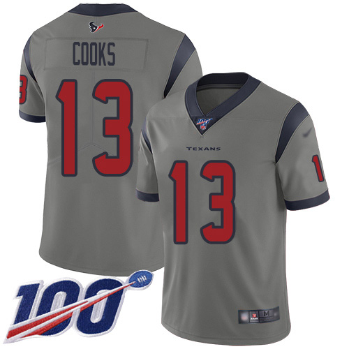 Texans #13 Brandin Cooks Gray Youth Stitched Limited Inverted Legend 100th Season Jersey