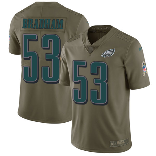 Philadelphia Eagles #53 Nigel Bradham Olive Men's Stitched Limited 2017 Salute To Service Jersey Men's