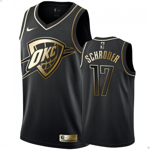 Oklahoma City Thunder #17 Dennis Schroder Mens Black Golden Edition Swingman Jersey Mens