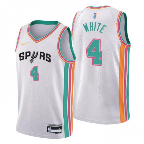 San Antonio San Antonio Spurs #4 Derrick White Mens White 2021/22 Swingman Jersey - City Edition Mens