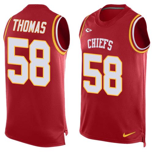 Chiefs #58 Derrick Thomas Red Team Color Men's Stitched Limited Tank Top Jersey