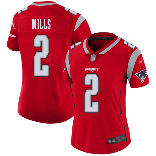 Patriots #2 Jalen Mills Red Women's Stitched Limited Inverted Legend Jersey