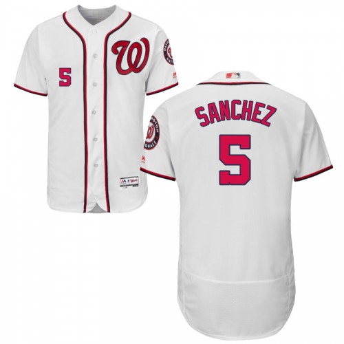 Washington Washington Nationals #5 Adrian Sanchez Home Flex Base White Stitched Jersey Men's