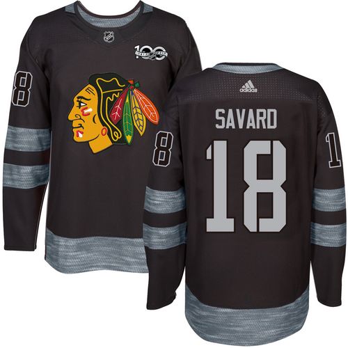 Adidas Chicago Blackhawks #18 Denis Savard Black 1917-2017 100th Anniversary Stitched Jersey Men's