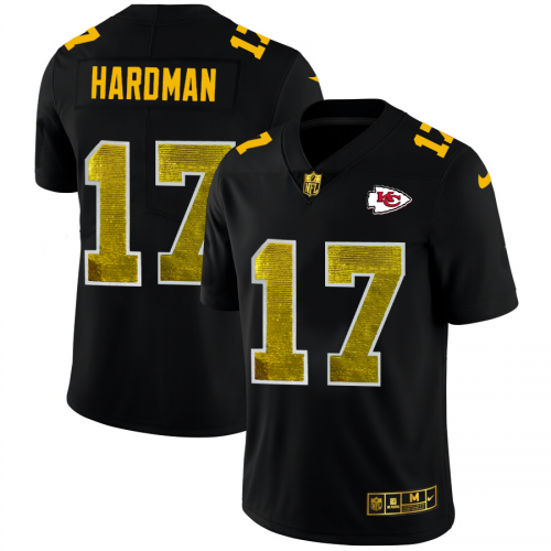 Kansas City Kansas City Chiefs #17 Mecole Hardman Men's Black Golden Sequin Vapor Limited Jersey Men's