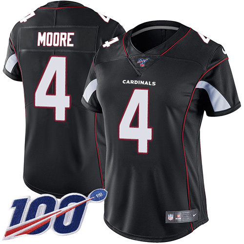 Cardinals #4 Rondale Moore Black Alternate Women's Stitched 100th Season Vapor Untouchable Limited Jersey