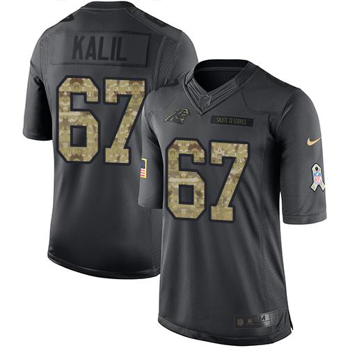 Carolina Panthers #67 Ryan Kalil Black Youth Stitched Limited 2016 Salute to Service Jersey Youth