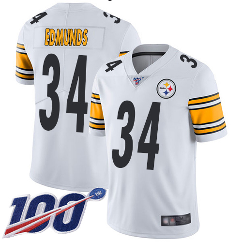 Pittsburgh Steelers #34 Terrell Edmunds White Men's Stitched 100th Season Vapor Limited Jersey Men's