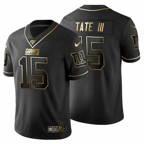 New York New York Giants #15 Golden Tate III Men's Black Golden Limited 100 Jersey Men's