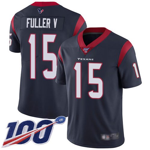 Houston Texans #15 Will Fuller V Navy Blue Team Color Men's Stitched 100th Season Vapor Limited Jersey Men's
