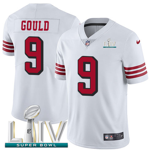 San Francisco 49ers #9 Robbie Gould White Super Bowl LIV 2020 Rush Men's Stitched Vapor Untouchable Limited Jersey Men's