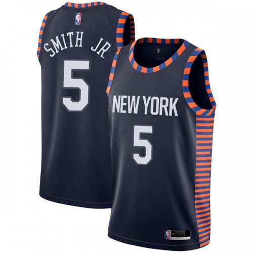 New York Knicks #5 Dennis Smith Jr Navy Womens Swingman City Edition 2018/19 Jersey Womens