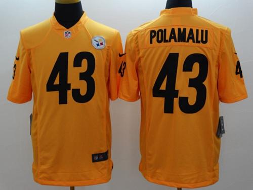 Steelers #43 Troy Polamalu Gold Men's Stitched Limited Jersey