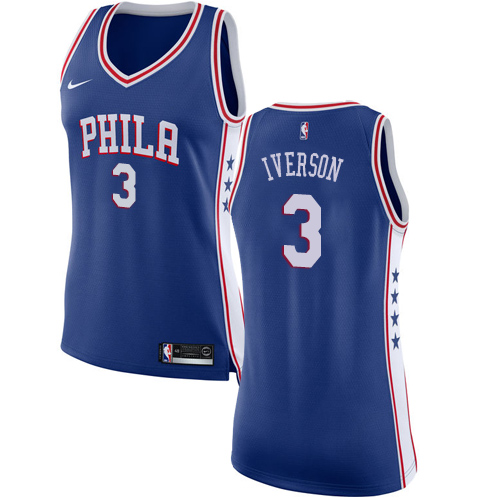 Philadelphia 76ers #3 Allen Iverson Blue Womens Swingman Icon Edition Jersey Womens