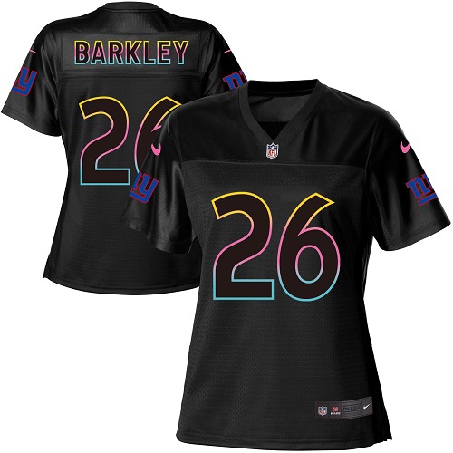 Giants #26 Saquon Barkley Black Women's Fashion Game Jersey