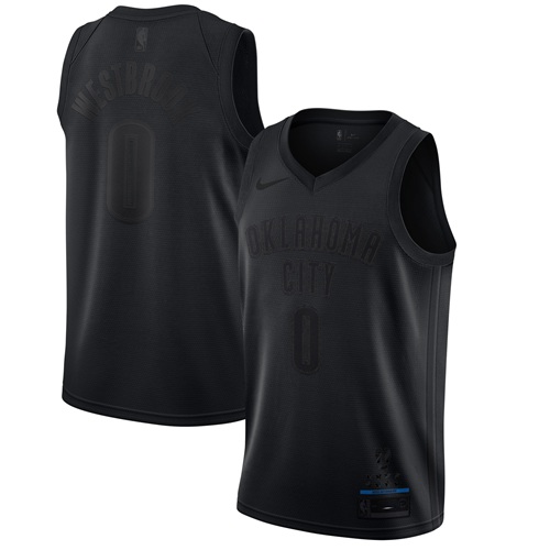 Oklahoma City Thunder #0 Russell Westbrook Black MVP Swingman Jersey Mens