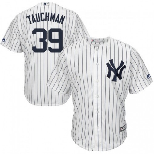 New York Yankees #39 Mike Tauchman White Strip New Cool Base Stitched Jersey Men's