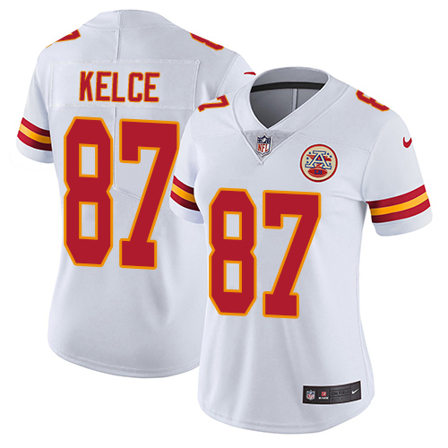 Chiefs #87 Travis Kelce White Women's Stitched Vapor Untouchable Limited Jersey