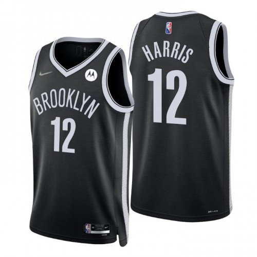 Brooklyn Nets #12 Joe Harris Black Mens 2021-22 75th Anniversary Diamond Swingman Jersey - Icon Edition Mens