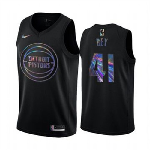 Detroit Pistons #41 Saddiq Bey Mens Iridescent Holographic Collection Jersey - Black Mens