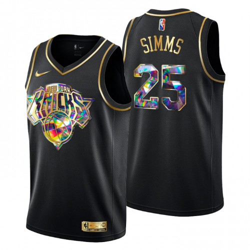 New York New York Knicks #25 Aamir Simms Mens Golden Edition Diamond Logo 2021/22 Swingman Jersey - Black Mens