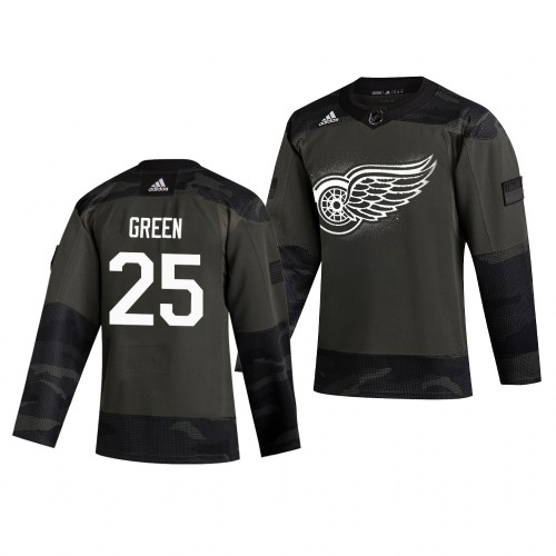 Detroit Detroit Red Wings #25 Mike Green Adidas 2019 Veterans Day Men's Authentic Practice Jersey Camo Men's