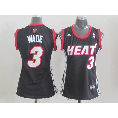 Miami Heat #3 Dwyane Wade Black Road Womens Stitched Jersey Womens