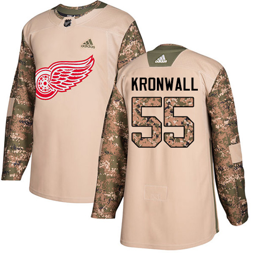 Adidas Detroit Red Wings #55 Niklas Kronwall Camo Authentic 2017 Veterans Day Stitched Youth Jersey Youth