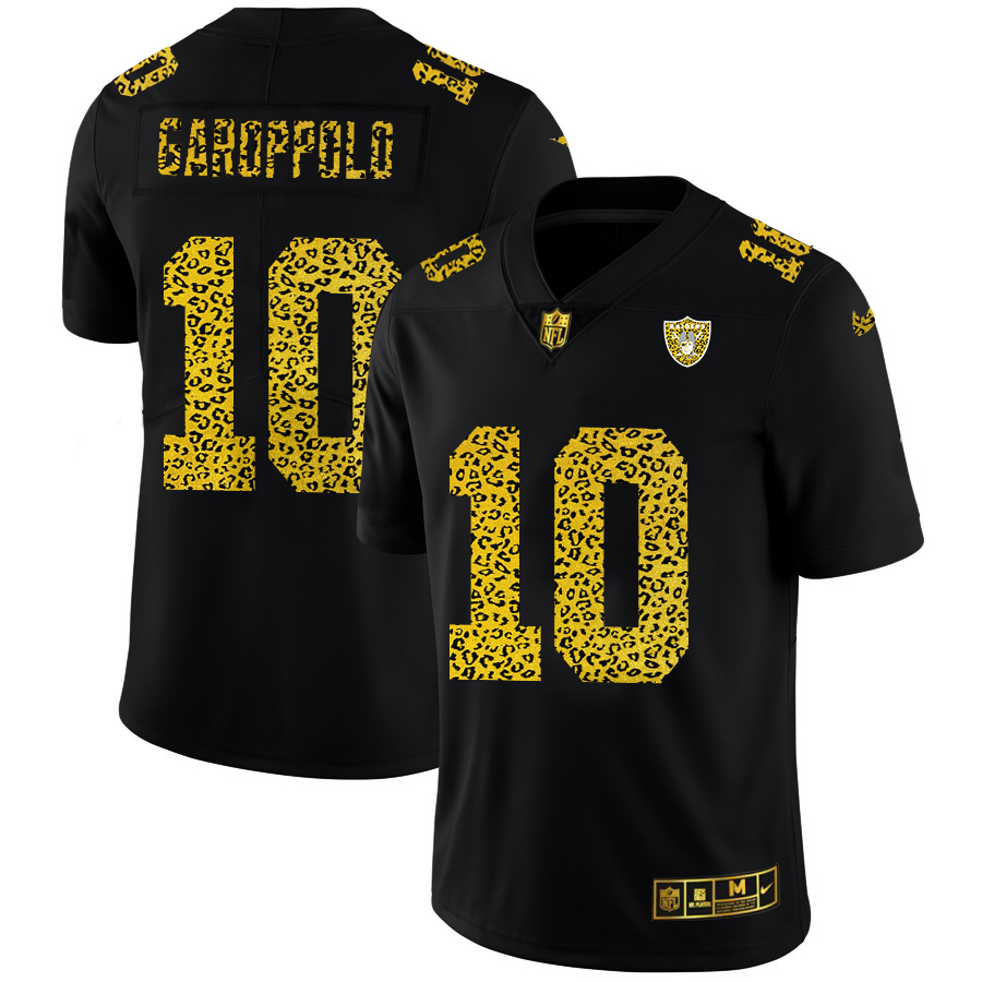 Las Vegas Raiders #10 Jimmy Garoppolo Men's Leopard Print Fashion Vapor Limited Jersey Black